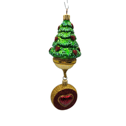 Patricia Breen Five Golden Rings Red Glittered Medallion Christmas Tree Ornament