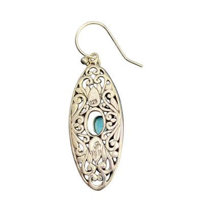 Samuel B Sleeping Beauty Turquoise Hook Earrings 925 Sterling Silver Filigree