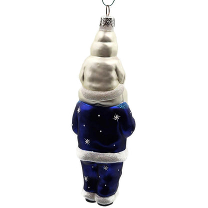 Patricia Breen Carry Me Santa Claus Cobalt Pearl Snowflakes Christmas Ornament