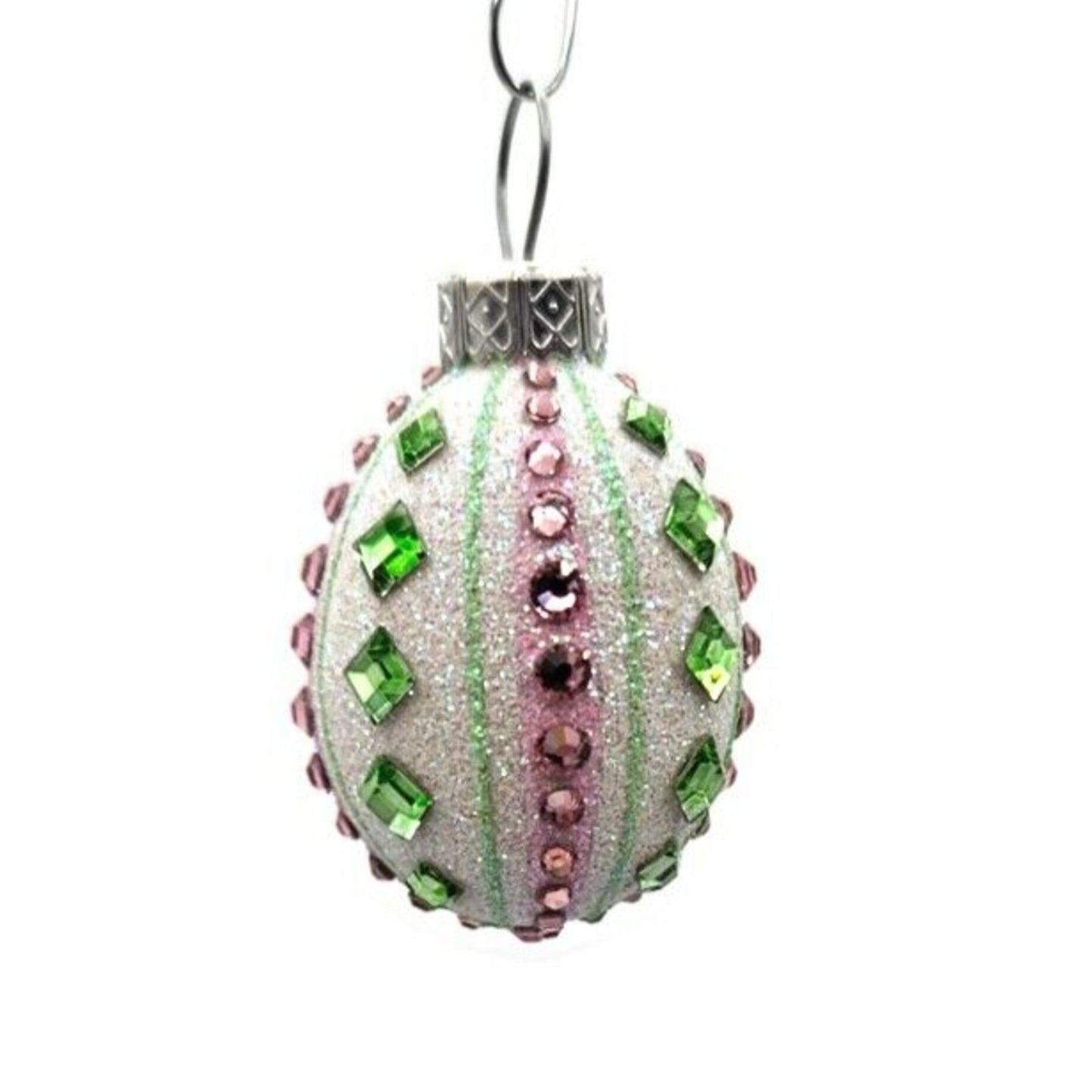 Ornament Patricia Breen Miniature Egg La Palette Vertical Pink Green Easter Tree