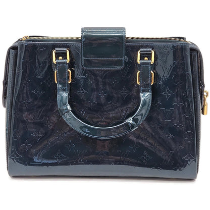 Louis Vuitton Melrose Avenue Monogram Vernis Bleu Nuit Bag Wallet Coin Pouch Set