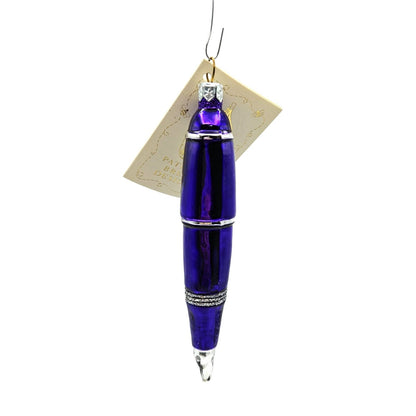 Ornament Patricia Breen Pen Purple Silver Glittered Christmas Tree Signed Decor