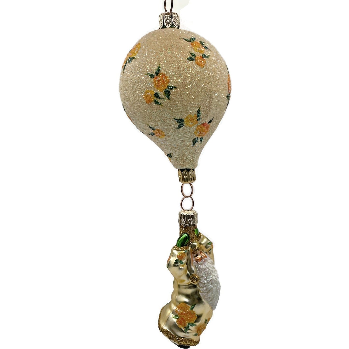 Patricia Breen Into the Blue Santa Claus Yellow Roses Spring Christmas Ornament