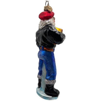 Christopher Radko Santa Dude Leather Jacket Christmas Tree Ornament 01-0227-0