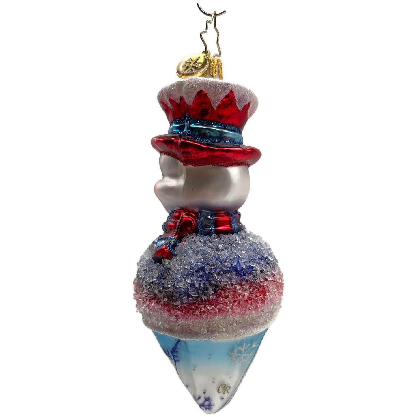 Christopher Radko Frosty Snowcone Snowman Glass Christmas Tree Ornament 1017249