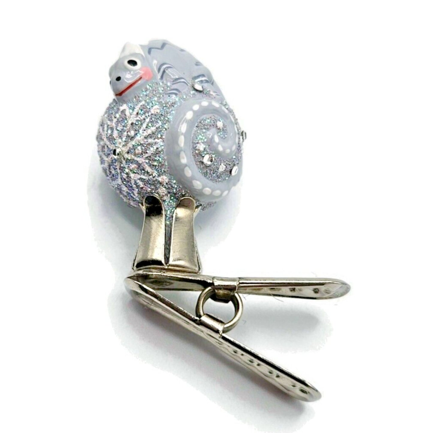 Patricia Breen Petite Miniature Chameleon Snowflakes Platinum Christmas Ornament