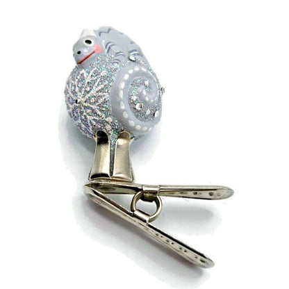 Patricia Breen Petite Miniature Chameleon Snowflakes Platinum Christmas Ornament