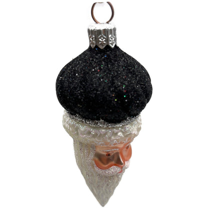 Patricia Breen Miniature Minsk Santa Head Black Christmas Tree Ornament CATZ