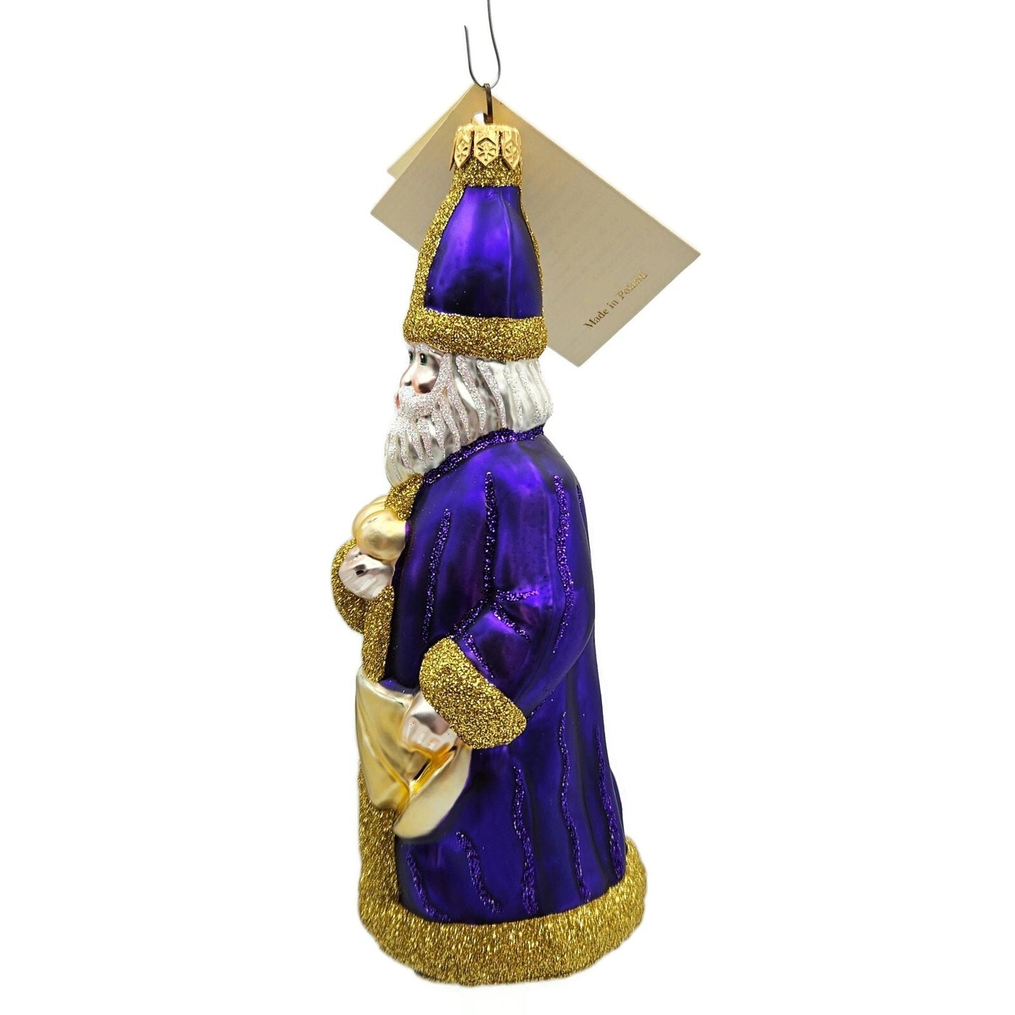 Patricia Breen Saint Nicholas Purple Glittered Folds of Coat Christmas Ornament