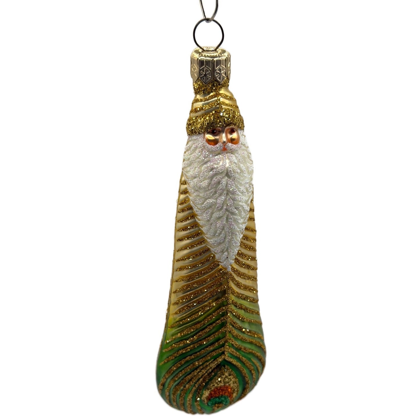 Patricia Breen Peacock Icicle Gold Green Santa Claus Christmas Tree Ornament