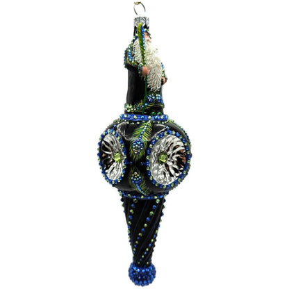 Patricia Breen Willhite Santa Peacock Jeweled Reflector Christmas Ornament 3242