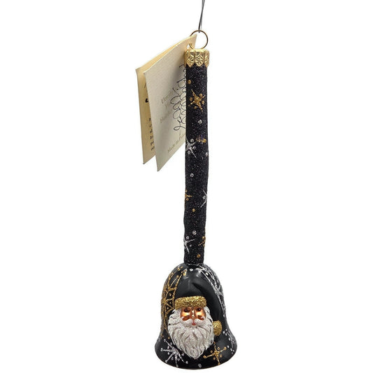 Patricia Breen Ring! Ring-a-Ling Black Bell Santa Claus Christmas Tree Ornament
