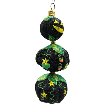 Patricia Breen Kinetic Pumpkinman Black Halloween Christmas Glittered Ornament