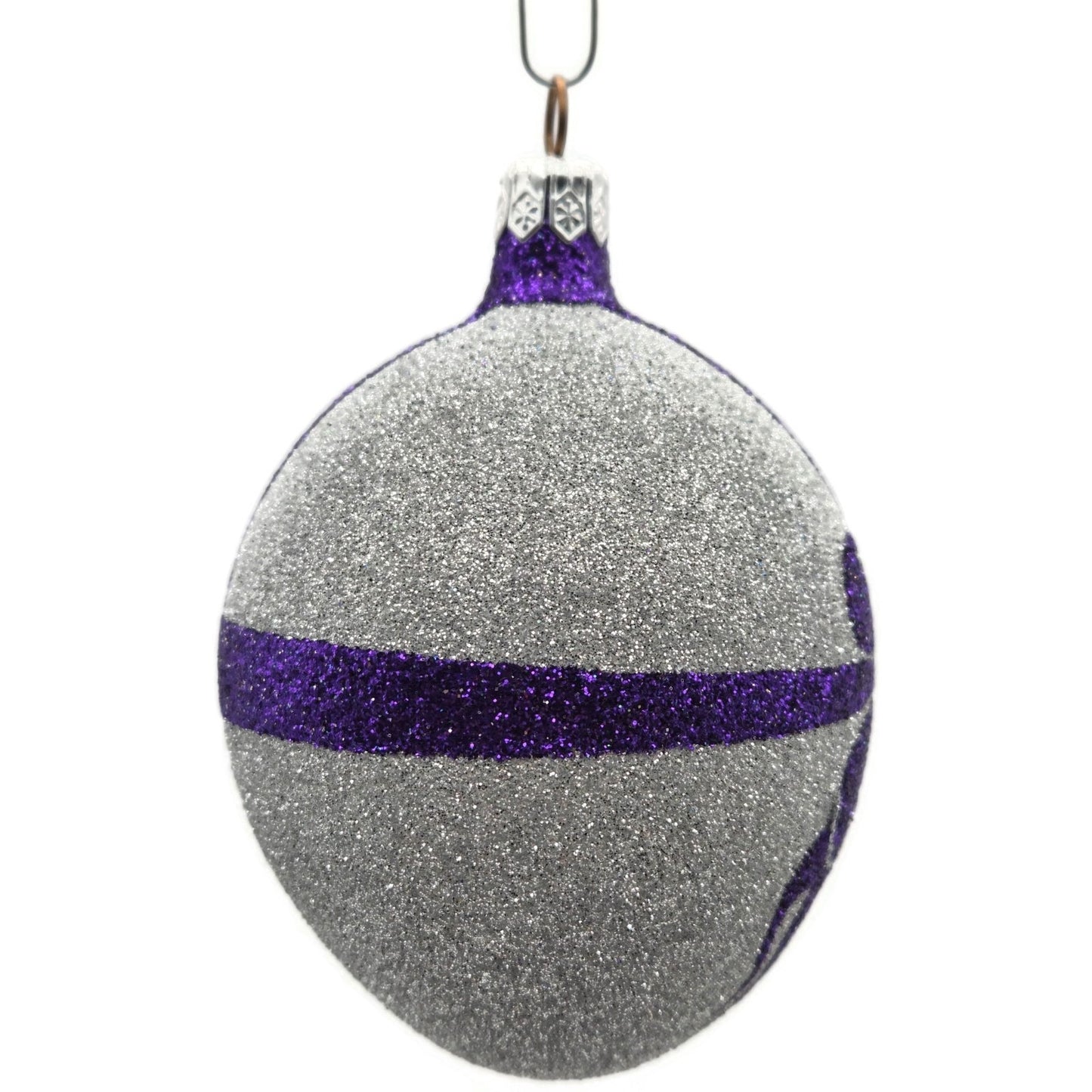 Patricia Breen Eggs Silver Purple Bow Glittered Easter Christmas Ornament 9873