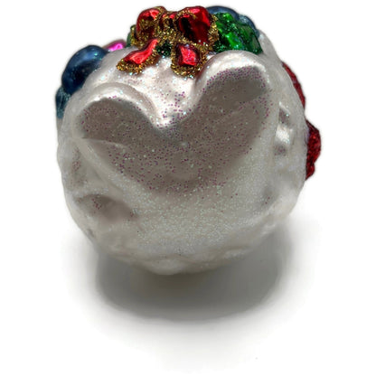 Old World Christmas Lumpy Snowman Wreath Merck Family Glass Holiday Ornament