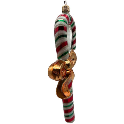Christopher Radko Candy Wrap Gold Bow Stiped Christmas Tree Ornament 99-002-0