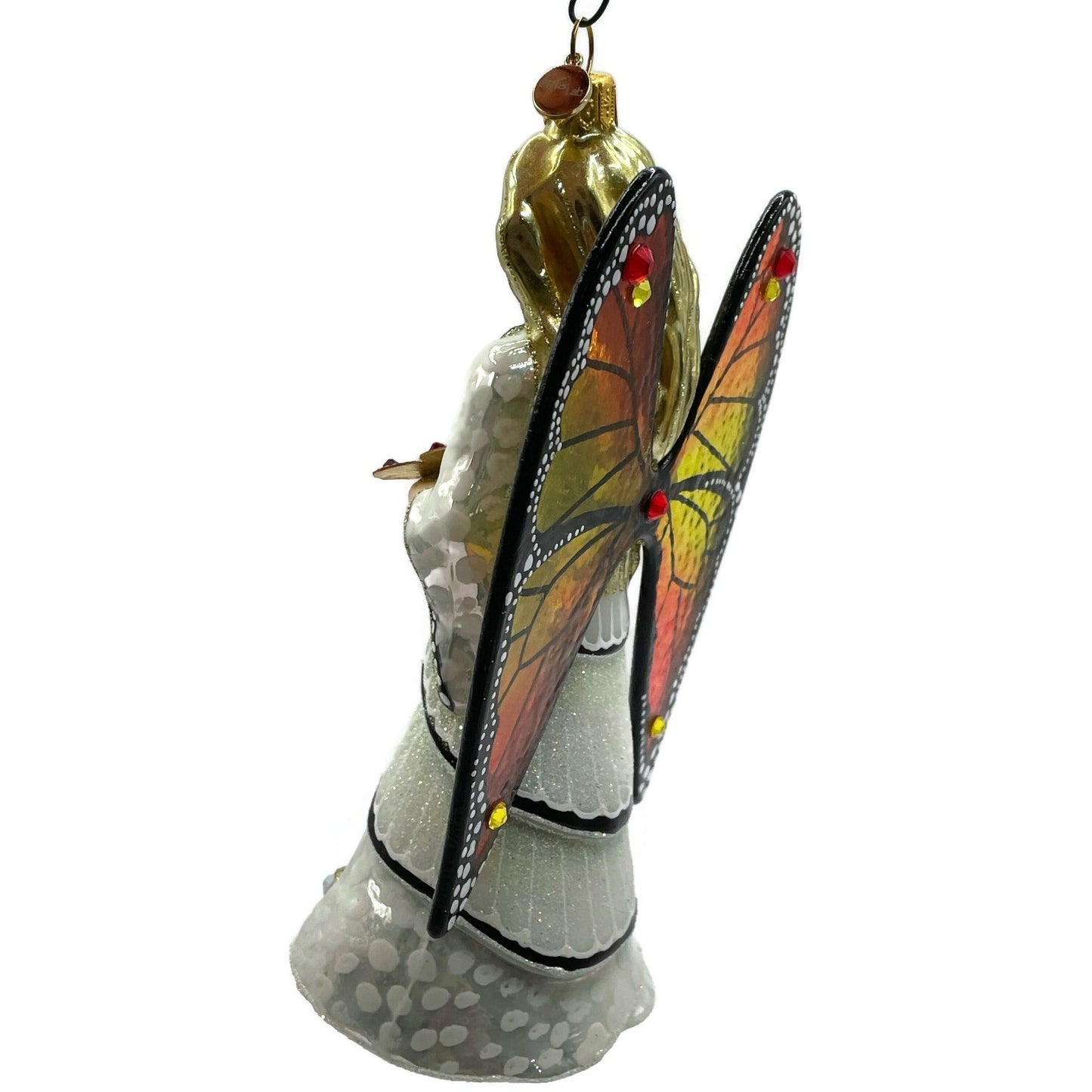 Glitter Lab Angel Betty Ornament White Leaves Butterfly Christmas Tree Decor