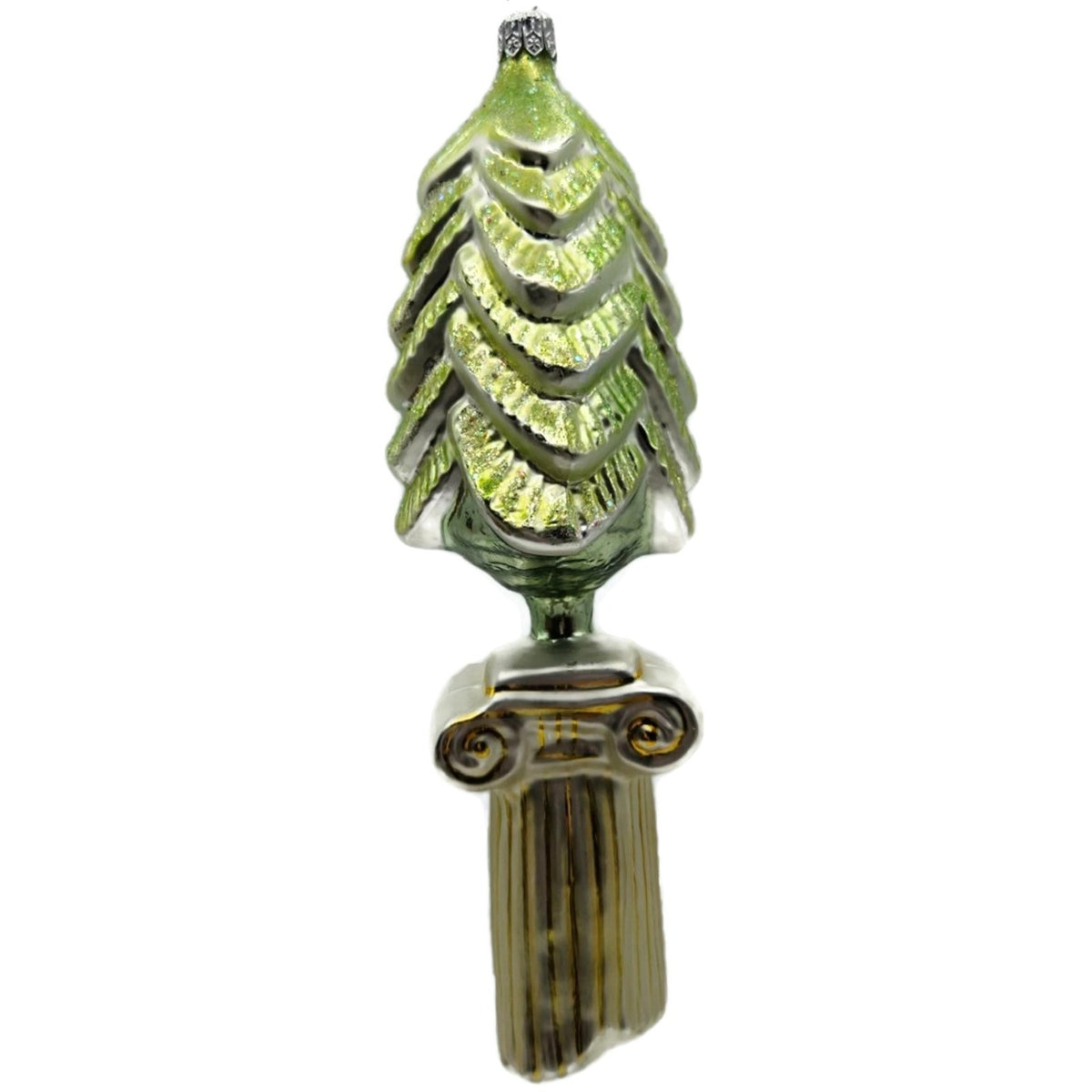 Christopher Radko Classic Christmas Column With Tree Green Ornament 93-408-0