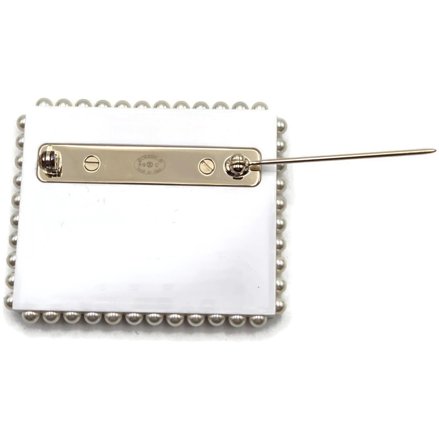 Chanel 19C Rue Cambon Paris Letter Brooch Pin AB0919 CC Logo Pearl Airmail Blue