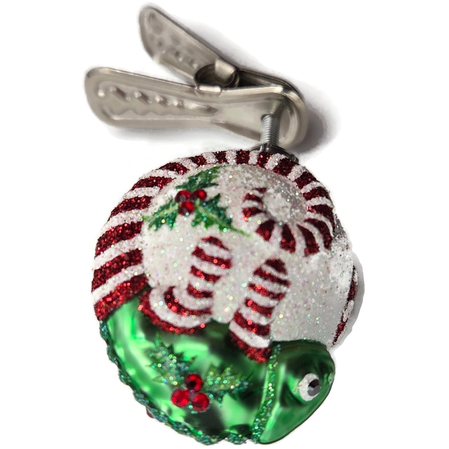 Patricia Breen Ultra Miniature Chameleon Candy Holly Clip On Christmas Ornament
