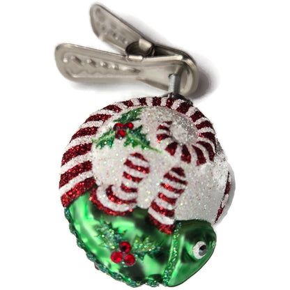 Patricia Breen Ultra Miniature Chameleon Candy Holly Clip On Christmas Ornament