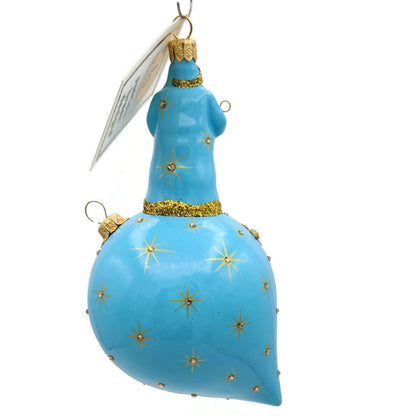 Patricia Breen Divine Turquoise Gold Santa Claus Christmas Tree Holiday Ornament