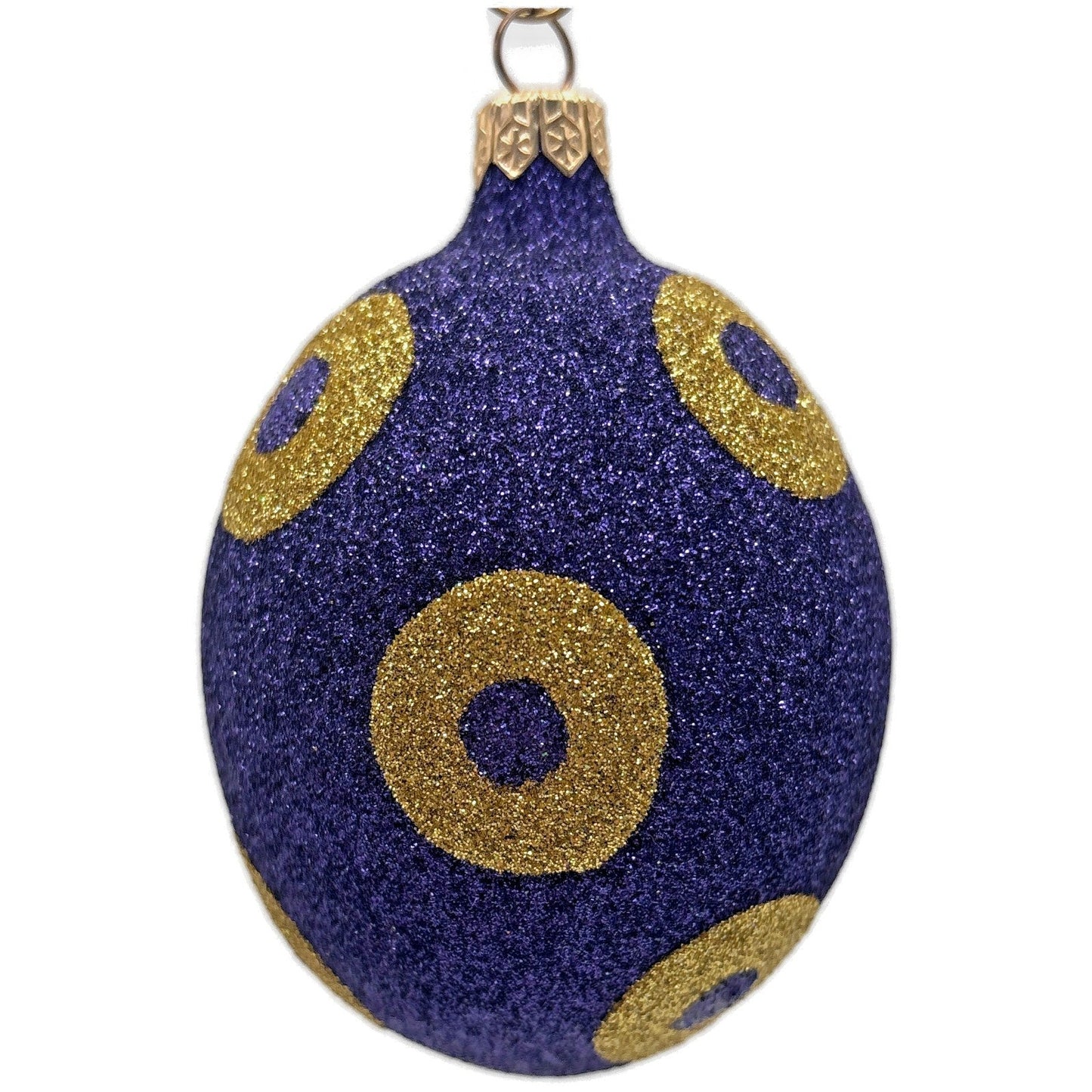 Patricia Breen Egg Purple Gold Polka Dot Easter Christmas Tree Ornament Glitter