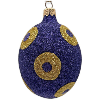Patricia Breen Egg Purple Gold Polka Dot Easter Christmas Tree Ornament Glitter