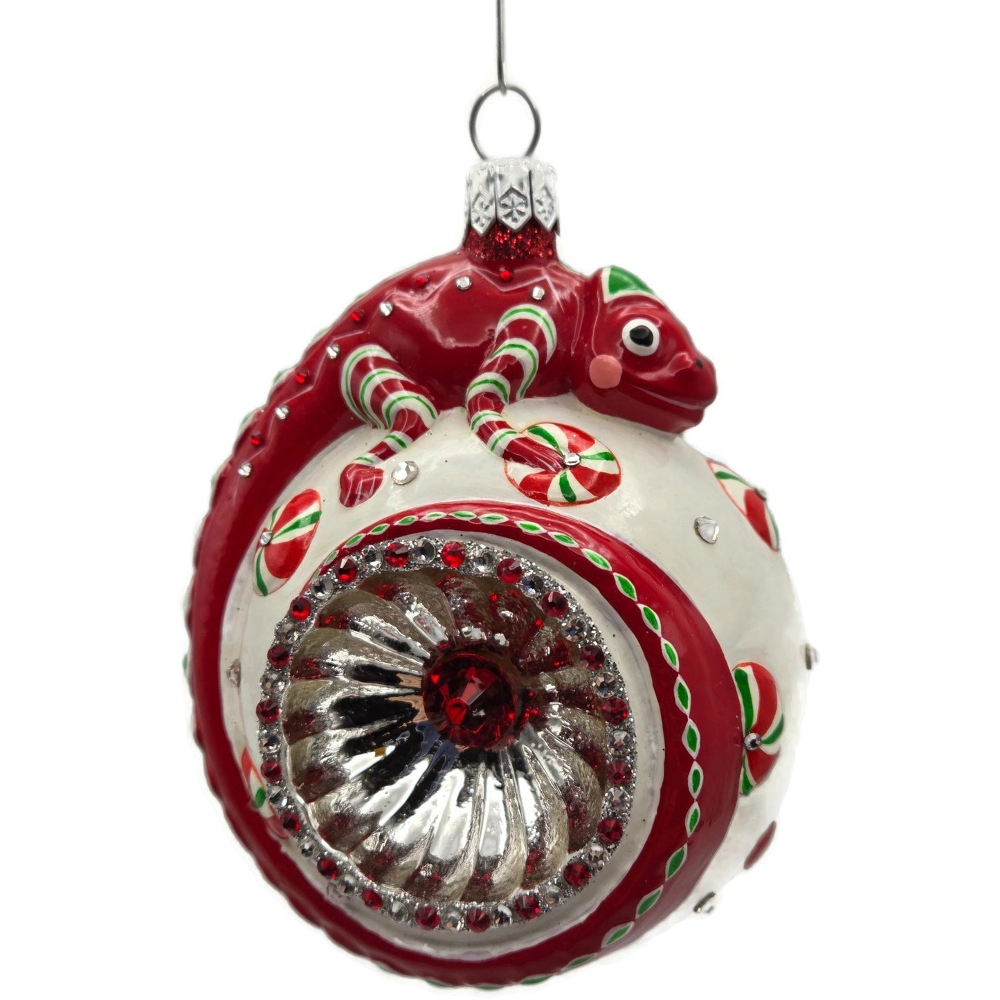 Patricia Breen Happy Holidays Hamish Peppermint Chameleon Christmas Ornament