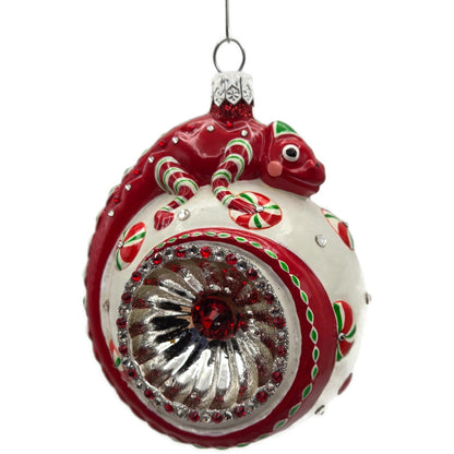 Patricia Breen Happy Holidays Hamish Peppermint Chameleon Christmas Ornament