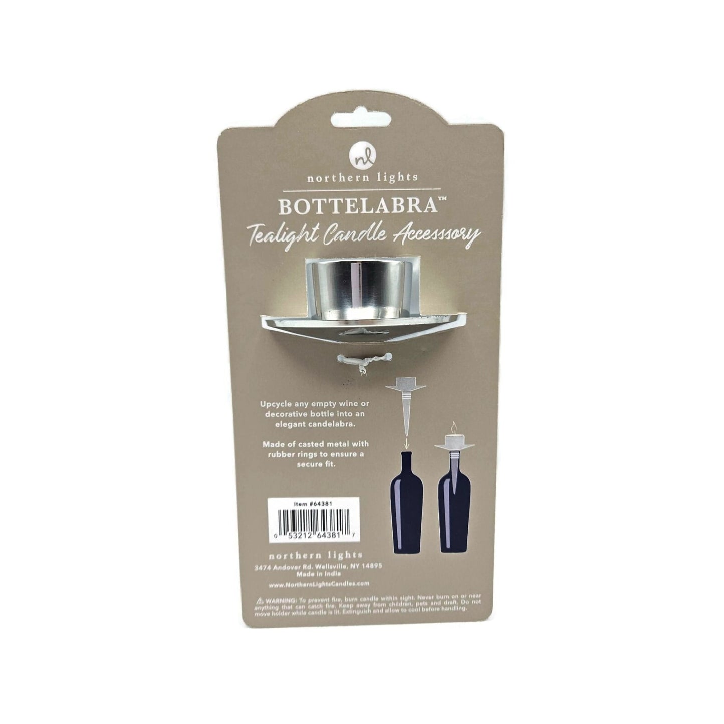 Northern Lights Bottelabra Silver Wine Bottle Tealight Candle Holder NEW