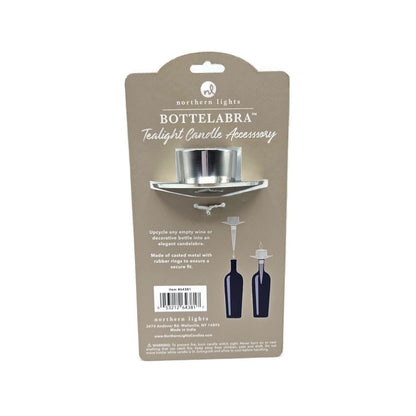 Northern Lights Bottelabra Silver Wine Bottle Tealight Candle Holder NEW