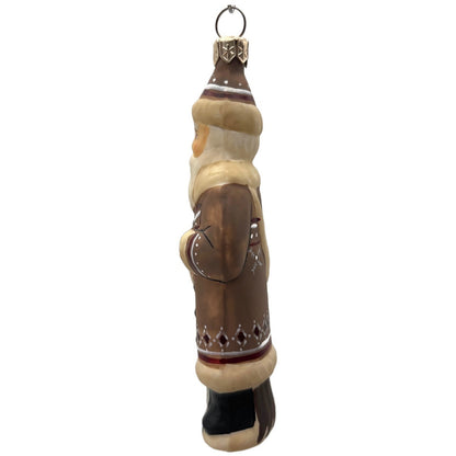 Vaillancourt Folk Art Brown Father Santa Claus Christmas Tree Ornament
