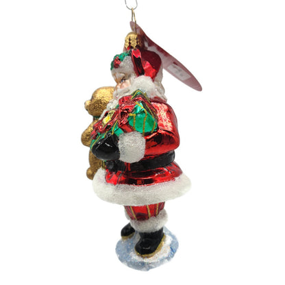 Christopher Radko The Gift of Teddy 1020617 Santa Claus Christmas Tree Ornament