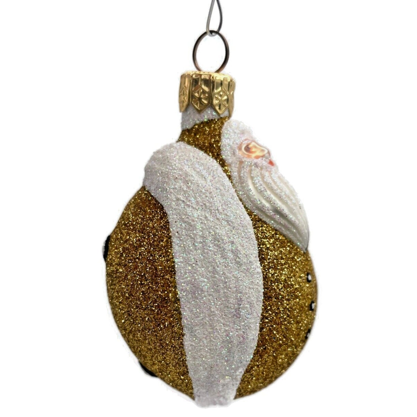 Patricia Breen Santa Ladybug White Gold Glittered Spring Holiday Tree Ornament