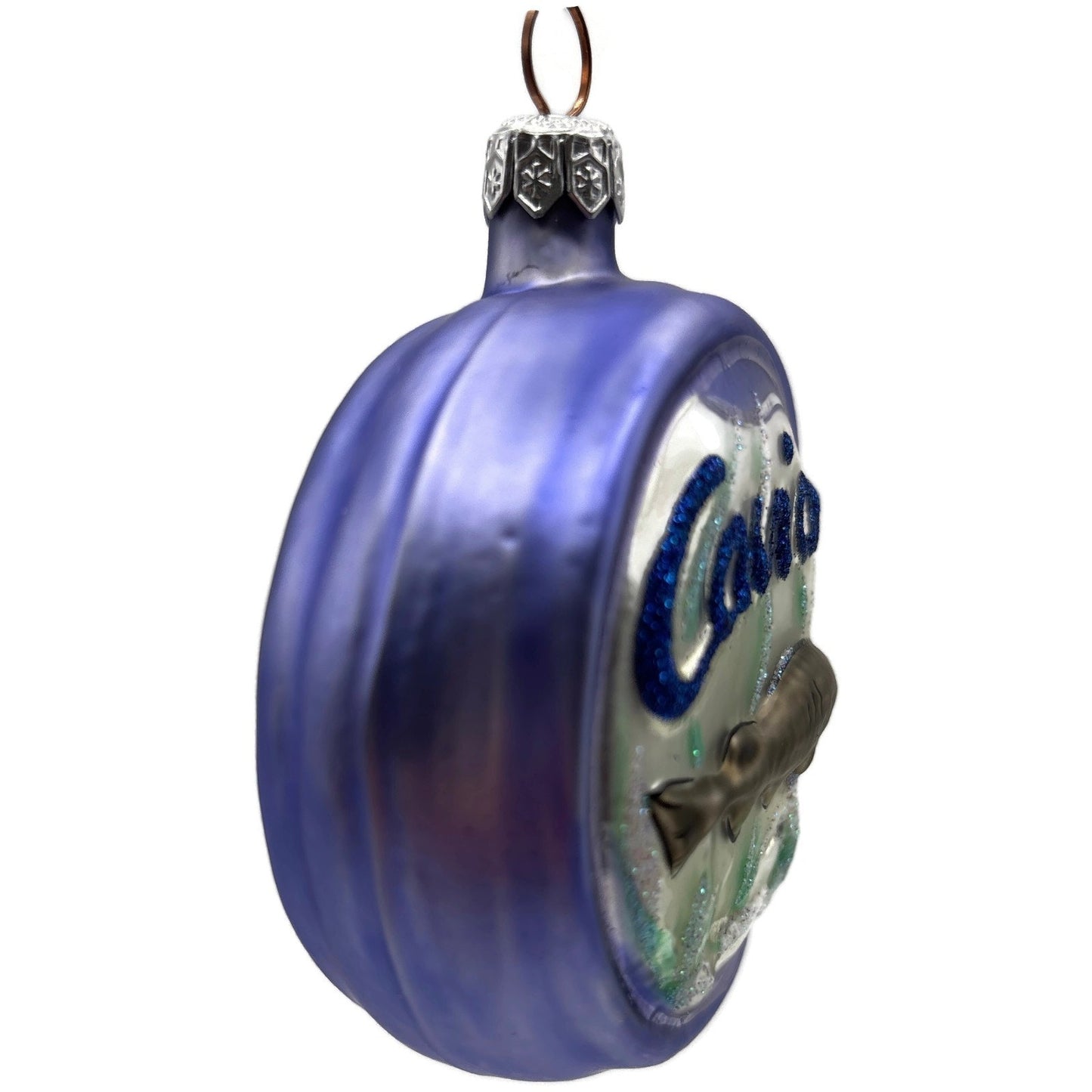 Patricia Breen Caviar Tin Lavender Violet Fish Egg Glass Christmas Ornament 9606