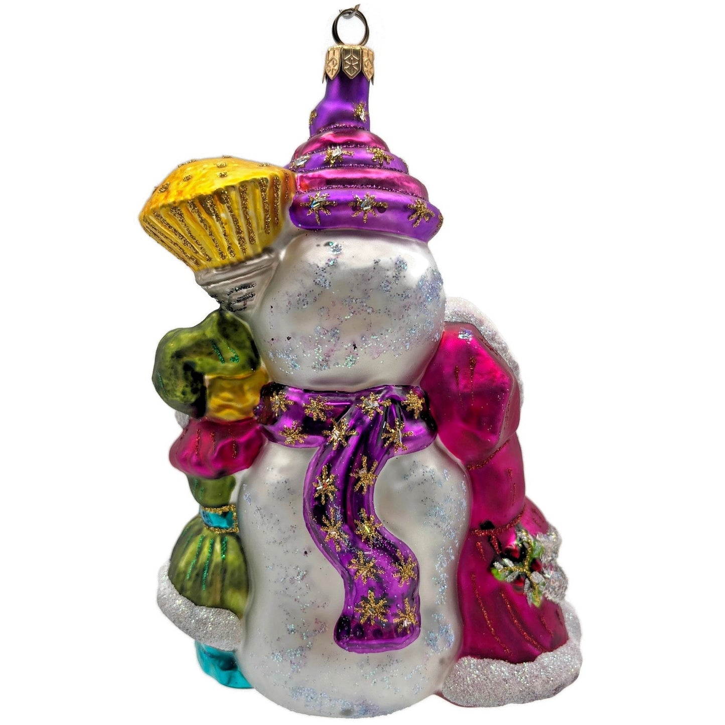 Larry Fraga Love That Snowman Winter Fun Glitter Glass Christmas Tree Ornament