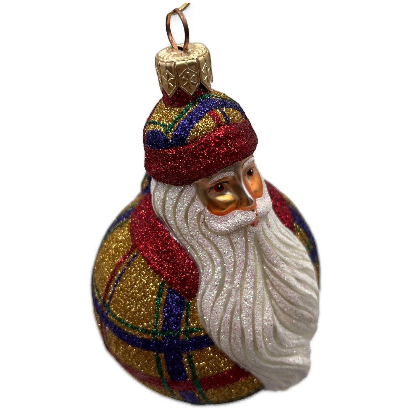 Patricia Breen Santa Du Monde Plaid Red Gold Christmas Tree Ornament CATZ