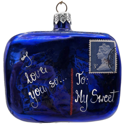 Patricia Breen To My Sweet Blue Shiny Back Valentines Christmas Tree Ornament