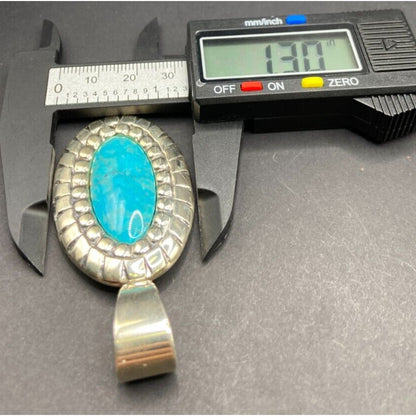 Carolyn Pollack Pendant Turquoise Blue Gemstone Oval Shaped 925 Sterling Silver