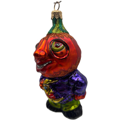 Slavic Treasures Moonlight Goblin Orange Pumpkin Halloween Ornament 00-268-A