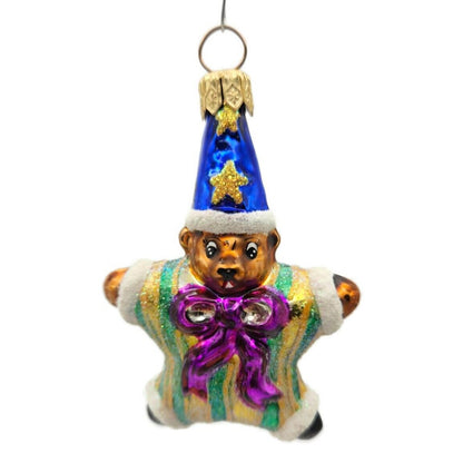 Christopher Radko Star Bear Gem Striped Glass Christmas Tree Ornament 99-951-0