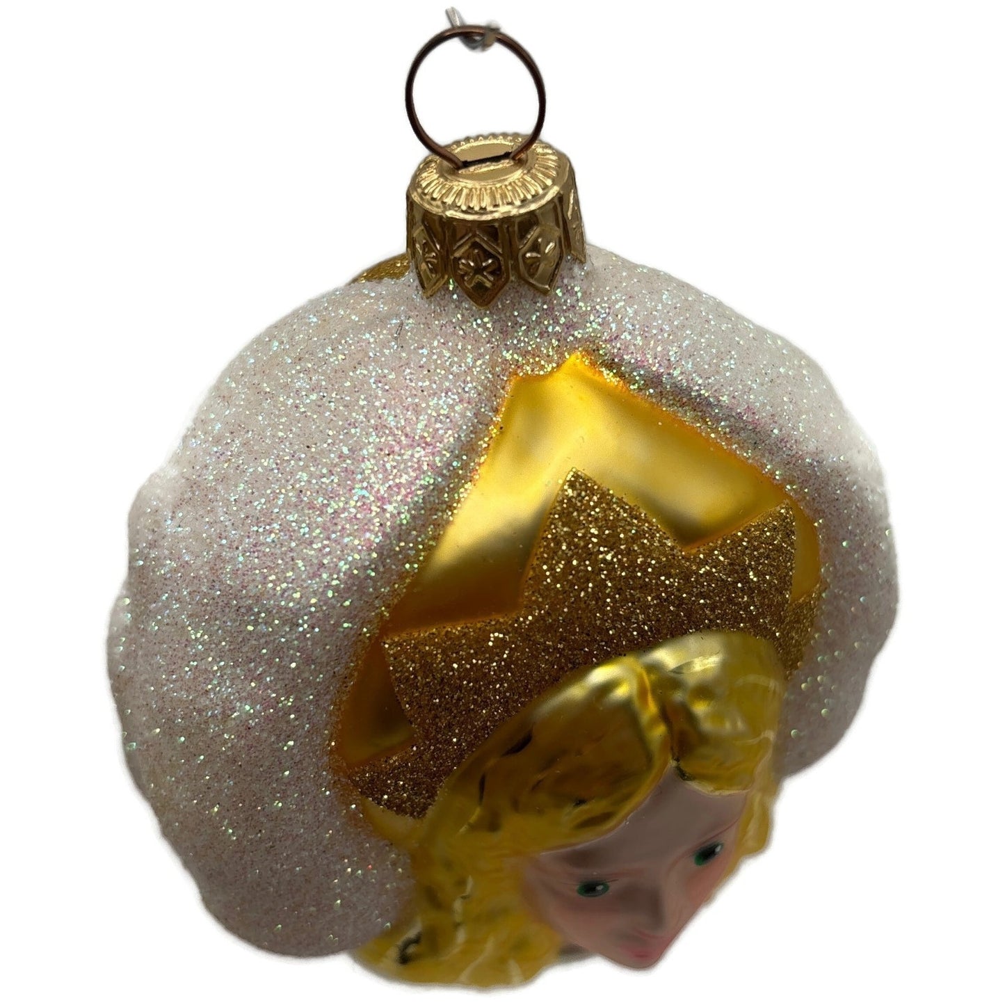 Patricia Breen Angel of Light Glittered Gold White Medallion Christmas Ornament