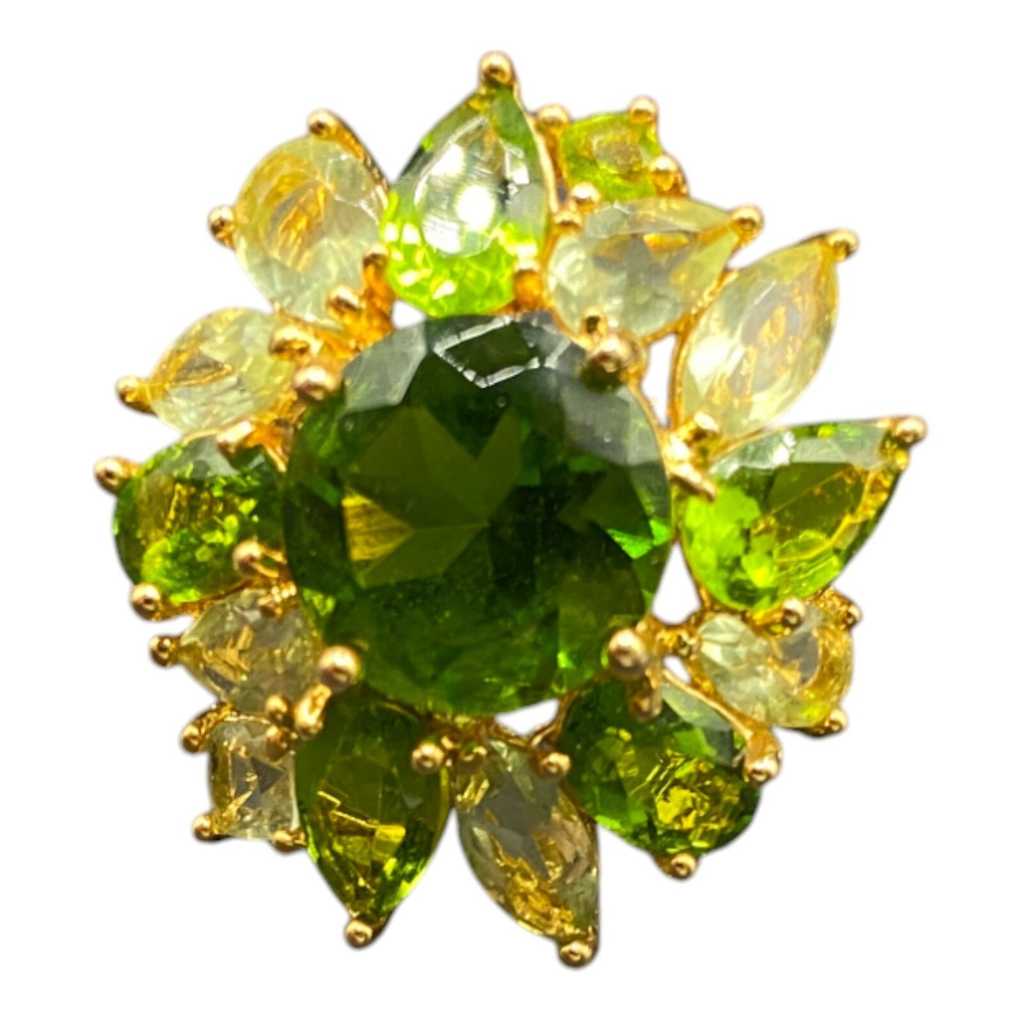 Ross Simons 925 Sterling Silver Ring Green Peridot Flower Size 8 Gold Plated