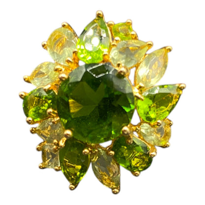 Ross Simons 925 Sterling Silver Ring Green Peridot Flower Size 8 Gold Plated