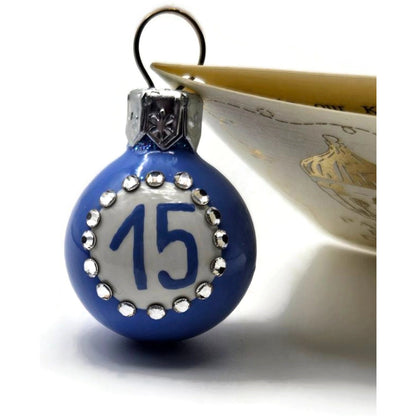 Patricia Breen Anniversary Ball 15 Blue Mini Round Christmas Tree Ornament