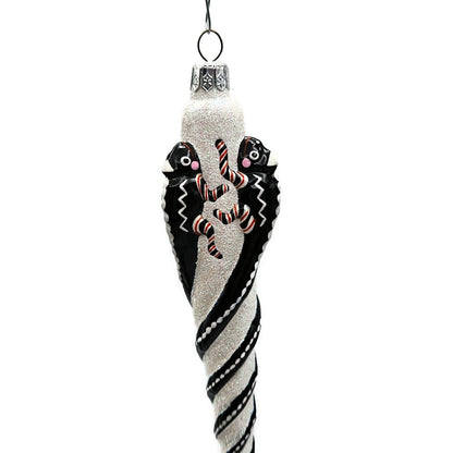 Patricia Breen Chameleon Icicle Black Blown Glass Christmas Holiday Ornament