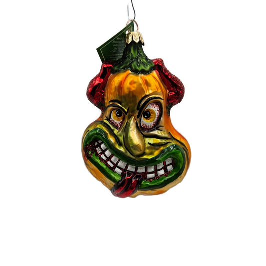 Slavic Treasures Demon Gourd Blown Glass Orange Halloween Tree Ornament 02-1076