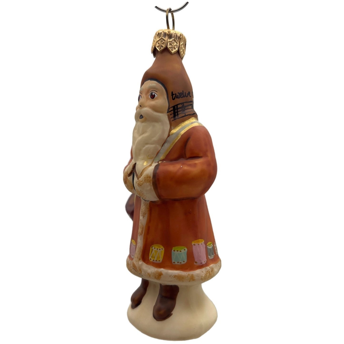 Vaillancourt Folk Art 12th of 12 Days Of Christmas Drummer Santa Matte Ornament