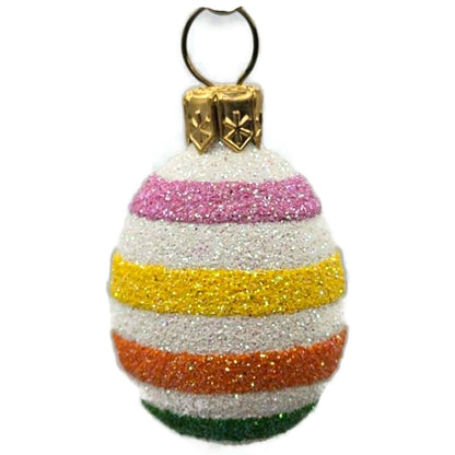 Patricia Breen Miniature Egg Spring Stripes Glass Easter Christmas Ornament 2629